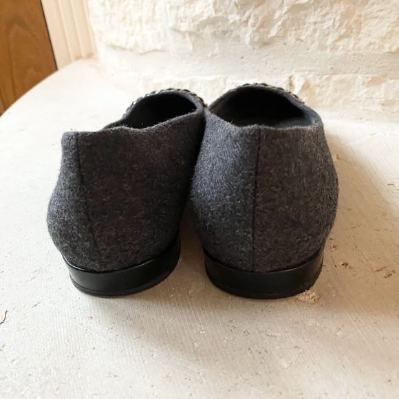 STUART WEITZMAN Ballet Flat Womens 7.5M Legacy Wool Shoes Gray Black Cap Toe - Picture 4 of 6